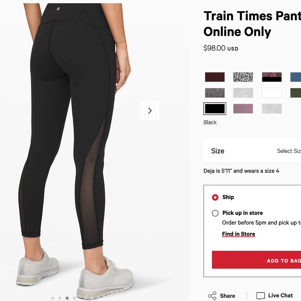 Lululemon Train Times 25" BLACK